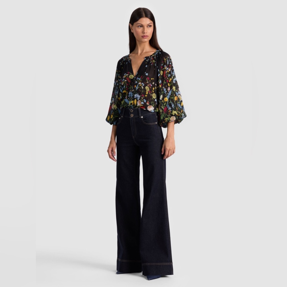 Alice + Olivia Navy Flare Jeans
